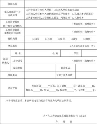 經(jīng)營(yíng)性人力資源服務(wù)機(jī)構(gòu)從事職業(yè)中介活動(dòng)申請(qǐng)表